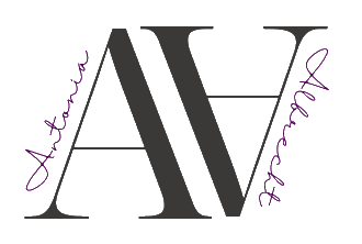 A personal logo, consisting of the initials A A and the name Antonia Albrecht written in handwriting on the sides of the letters 